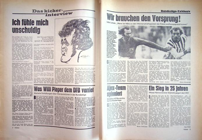 Inhaltsverzeichnis Kicker 17/1973
