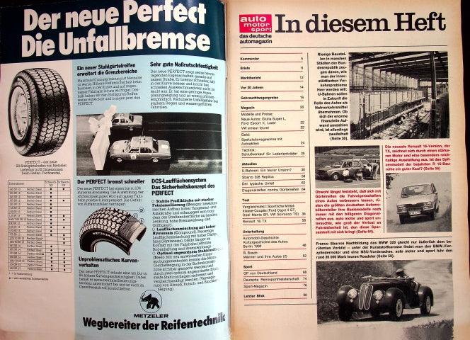 Inhaltsverzeichnis Auto Motor und Sport 17/1974