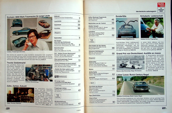 Inhaltsverzeichnis Auto Motor und Sport 17/1975