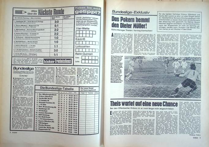 Inhaltsverzeichnis Kicker 17/1975