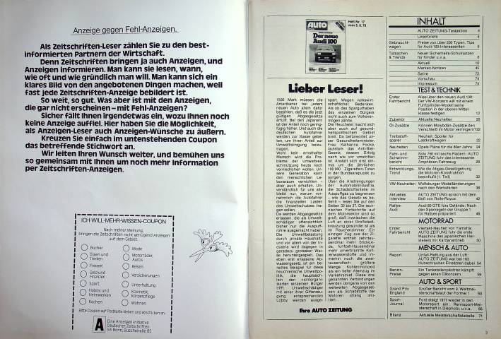Inhaltsverzeichnis Autozeitung 17/1976