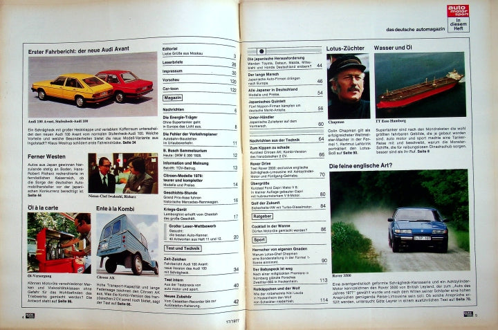 Inhaltsverzeichnis Auto Motor und Sport 17/1977