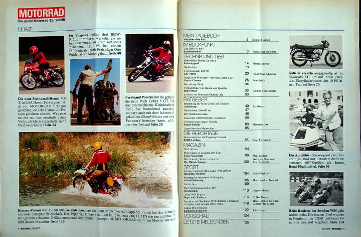 Inhaltsverzeichnis Motorrad 17/1977
