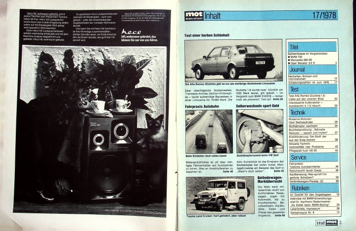 Inhaltsverzeichnis MOT 17/1978