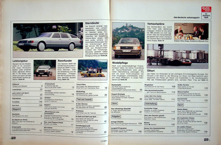 Inhaltsverzeichnis Auto Motor und Sport 17/1979