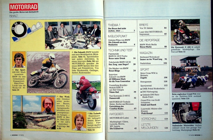 Inhaltsverzeichnis Motorrad 17/1979