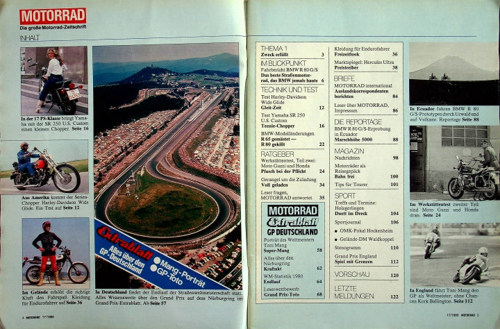 Inhaltsverzeichnis Motorrad 17/1980
