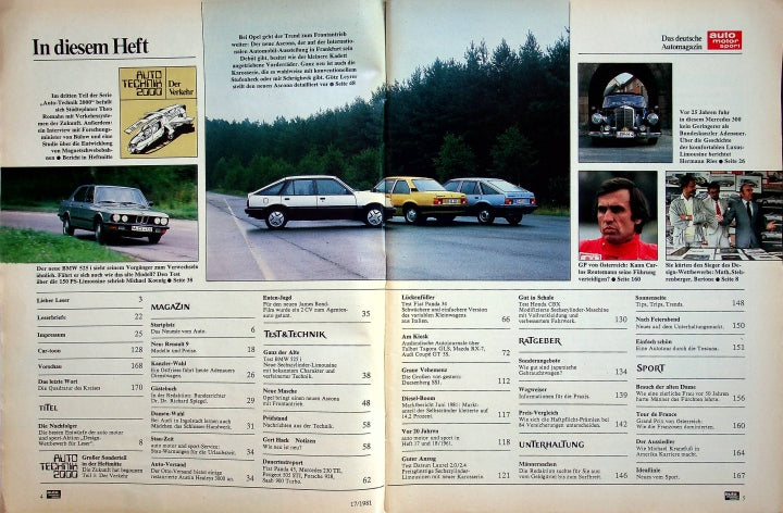 Inhaltsverzeichnis Auto Motor und Sport 17/1981