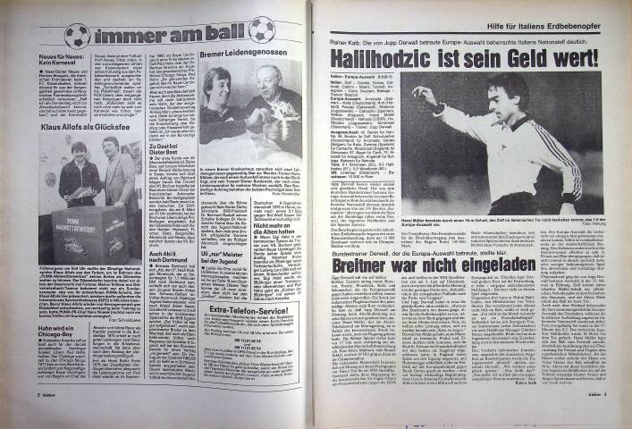 Inhaltsverzeichnis Kicker 17/1981