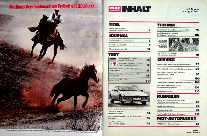 Inhaltsverzeichnis MOT 17/1981