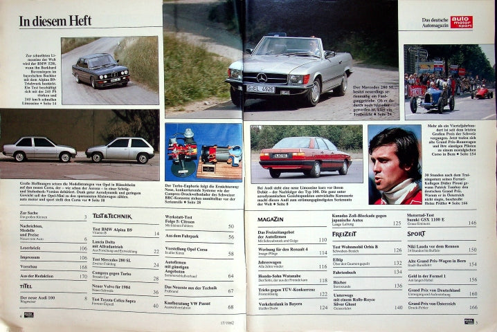 Inhaltsverzeichnis Auto Motor und Sport 17/1982