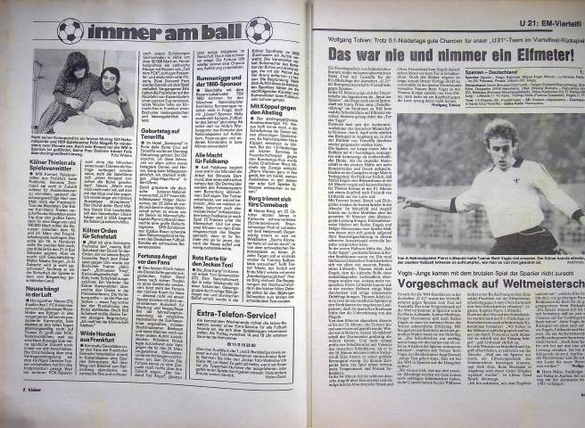 Inhaltsverzeichnis Kicker 17/1982