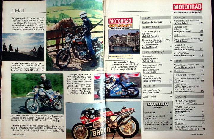 Inhaltsverzeichnis Motorrad 17/1984