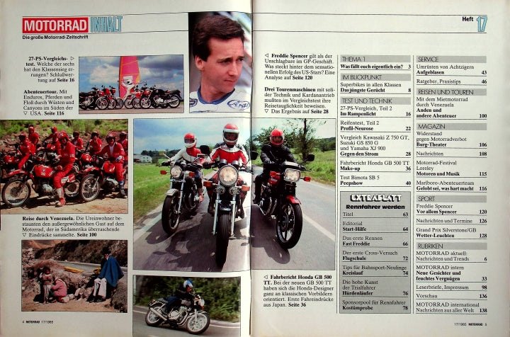 Inhaltsverzeichnis Motorrad 17/1985