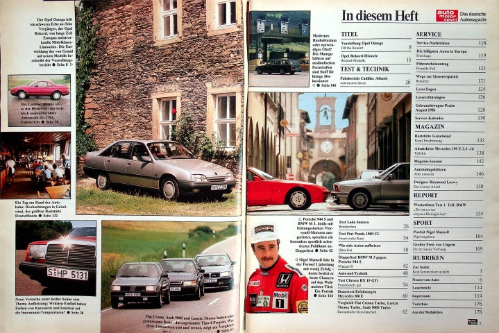 Inhaltsverzeichnis Auto Motor und Sport 17/1986