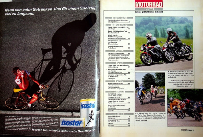 Inhaltsverzeichnis Motorrad 17/1986