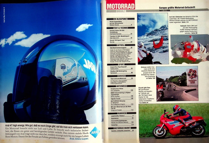 Inhaltsverzeichnis Motorrad 17/1988