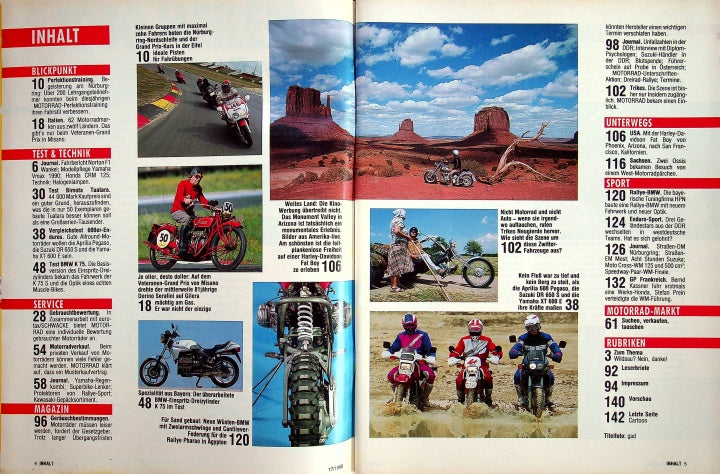 Inhaltsverzeichnis Motorrad 17/1990