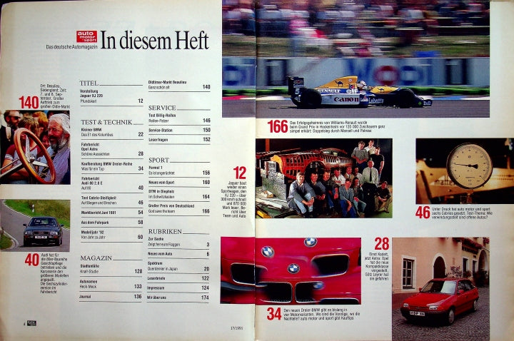 Inhaltsverzeichnis Auto Motor und Sport 17/1991