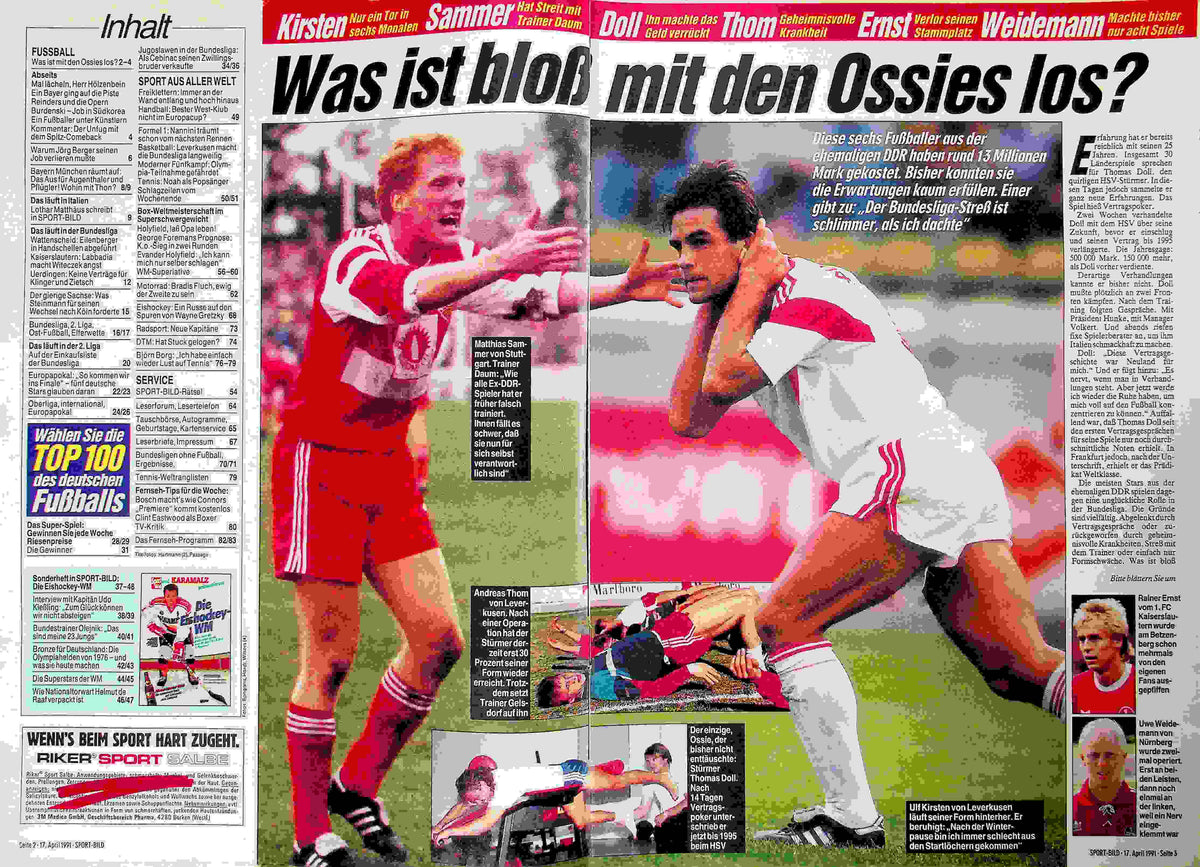 Inhaltsverzeichnis Sport Bild 17/1991