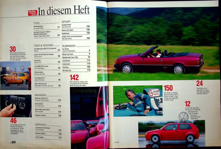 Inhaltsverzeichnis Auto Motor und Sport 17/1992