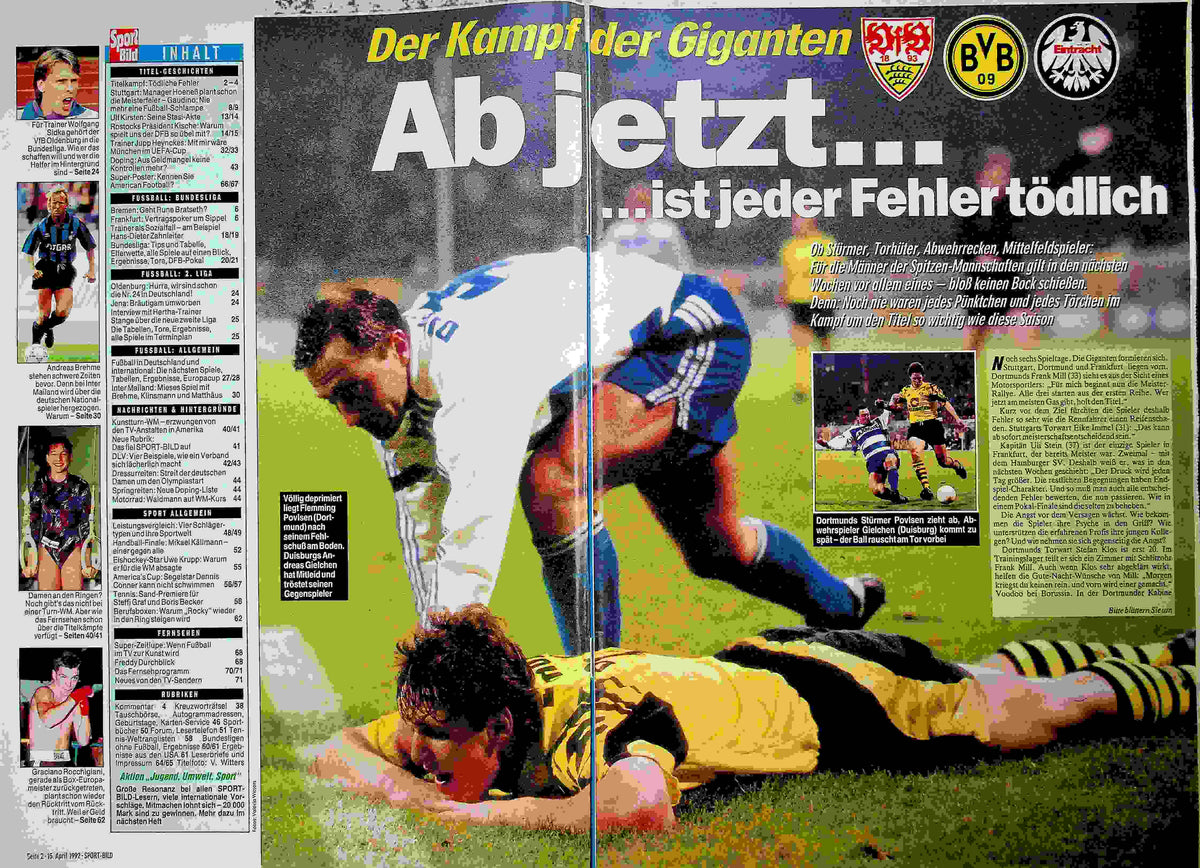 Inhaltsverzeichnis Sport Bild 17/1992