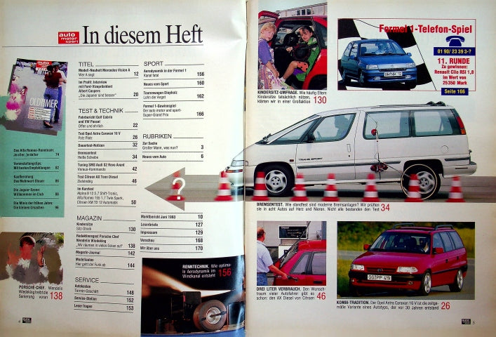 Inhaltsverzeichnis Auto Motor und Sport 17/1993