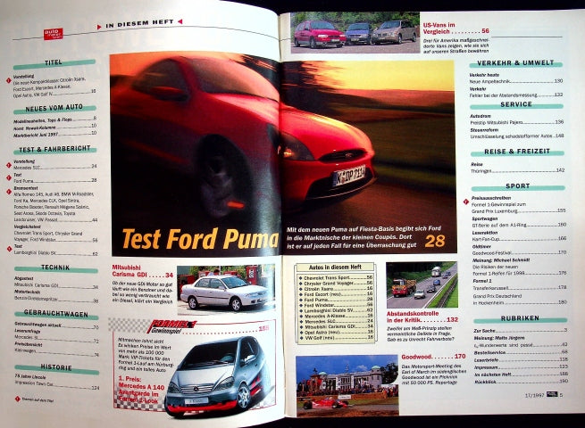 Inhaltsverzeichnis Auto Motor und Sport 17/1997