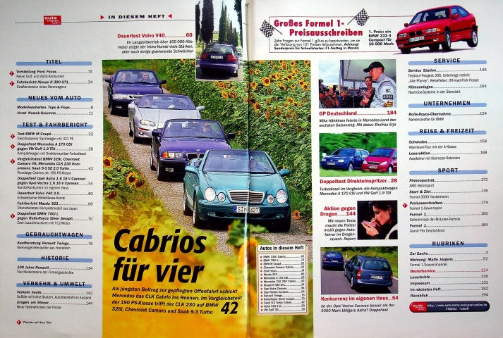 Inhaltsverzeichnis Auto Motor und Sport 17/1998