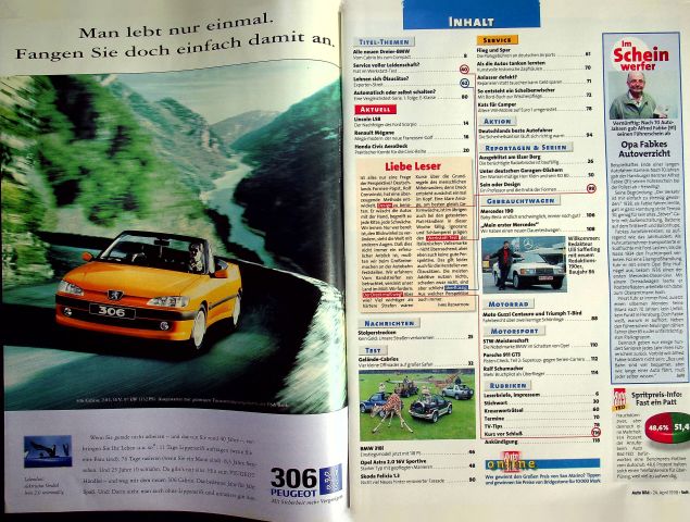 Inhaltsverzeichnis Auto Bild 17/1998