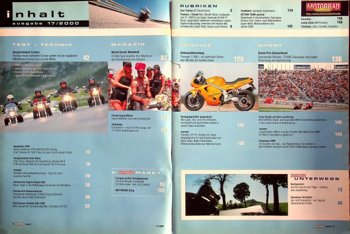 Inhaltsverzeichnis Motorrad 17/2000