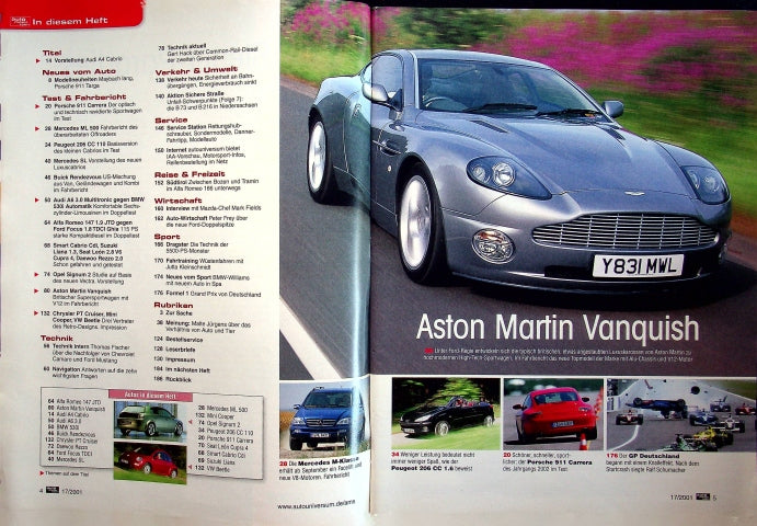 Inhaltsverzeichnis Auto Motor und Sport 17/2001