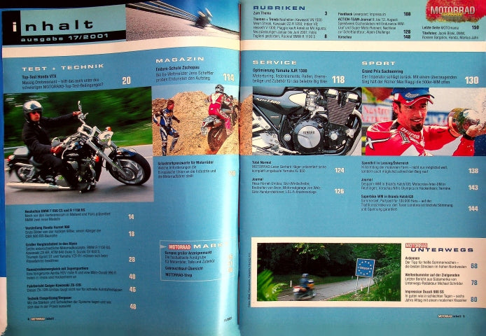 Inhaltsverzeichnis Motorrad 17/2001