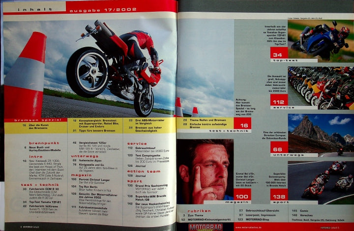 Inhaltsverzeichnis Motorrad 17/2002