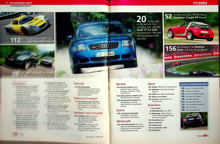 Inhaltsverzeichnis Auto Motor und Sport 17/2003