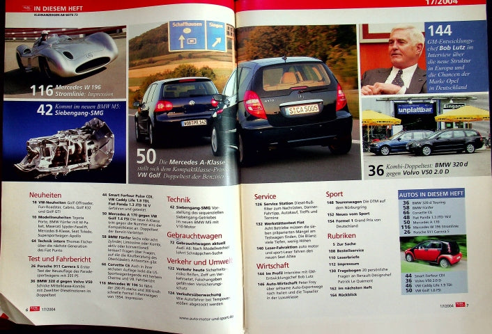 Inhaltsverzeichnis Auto Motor und Sport 17/2004
