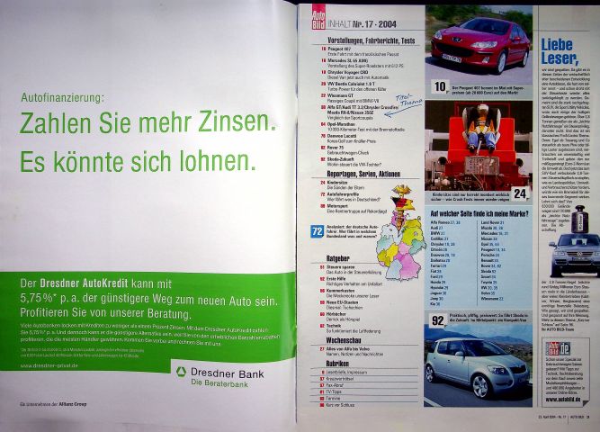 Inhaltsverzeichnis Auto Bild 17/2004