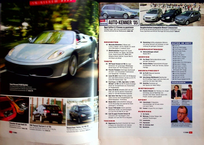 Inhaltsverzeichnis Auto Motor und Sport 17/2005