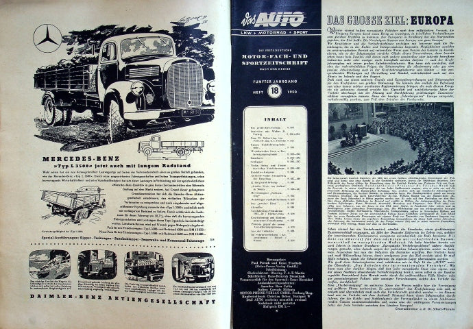 Inhaltsverzeichnis Auto Motor und Sport 18/1950