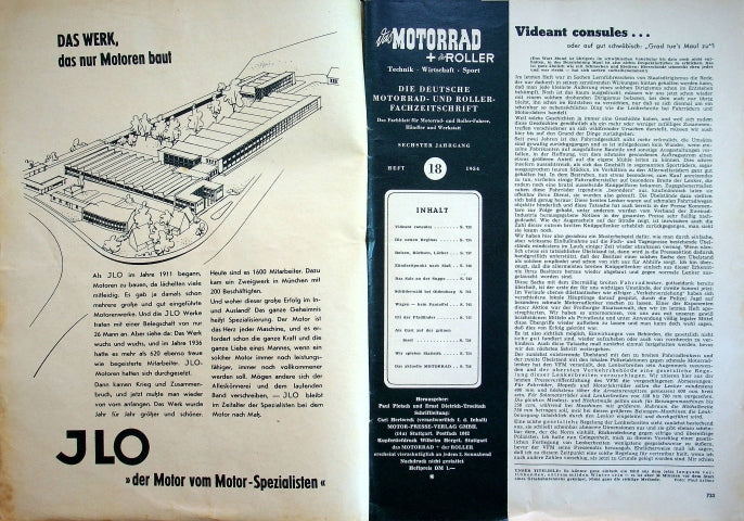 Inhaltsverzeichnis Motorrad 18/1954