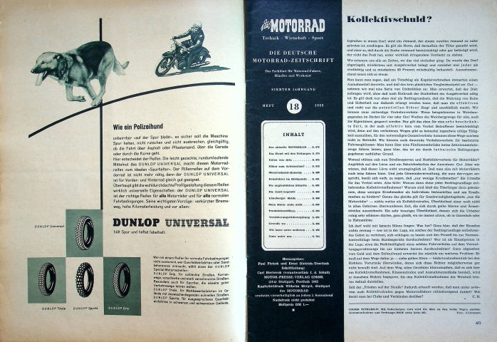 Inhaltsverzeichnis Motorrad 18/1955