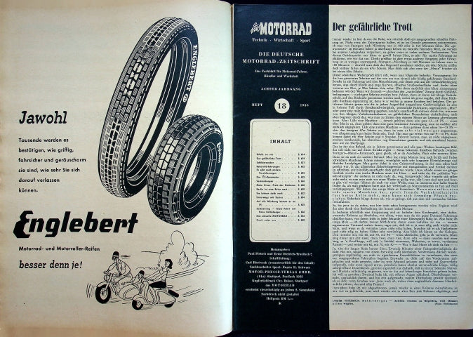 Inhaltsverzeichnis Motorrad 18/1956