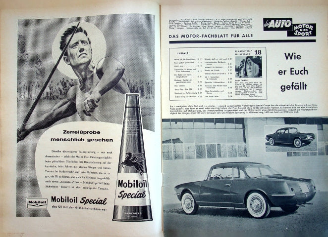 Inhaltsverzeichnis Auto Motor und Sport 18/1957