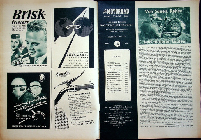 Inhaltsverzeichnis Motorrad 18/1957