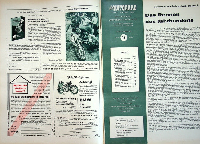 Inhaltsverzeichnis Motorrad 18/1959