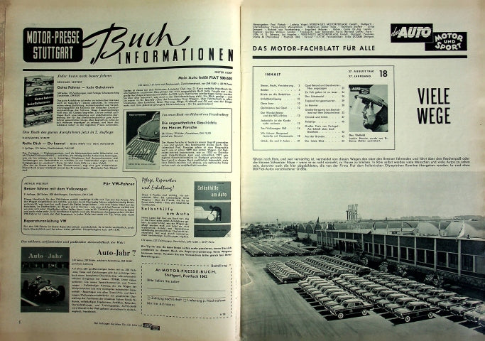 Inhaltsverzeichnis Auto Motor und Sport 18/1960