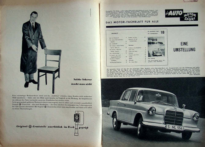 Inhaltsverzeichnis Auto Motor und Sport 18/1961