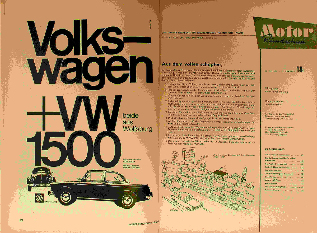 Inhaltsverzeichnis Motor Rundschau 18/1961