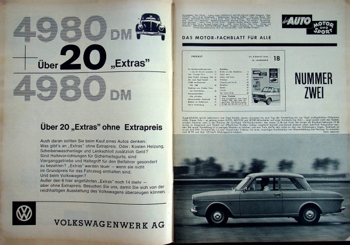 Inhaltsverzeichnis Auto Motor und Sport 18/1962