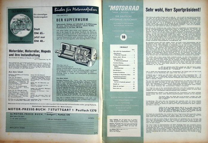 Inhaltsverzeichnis Motorrad 18/1962